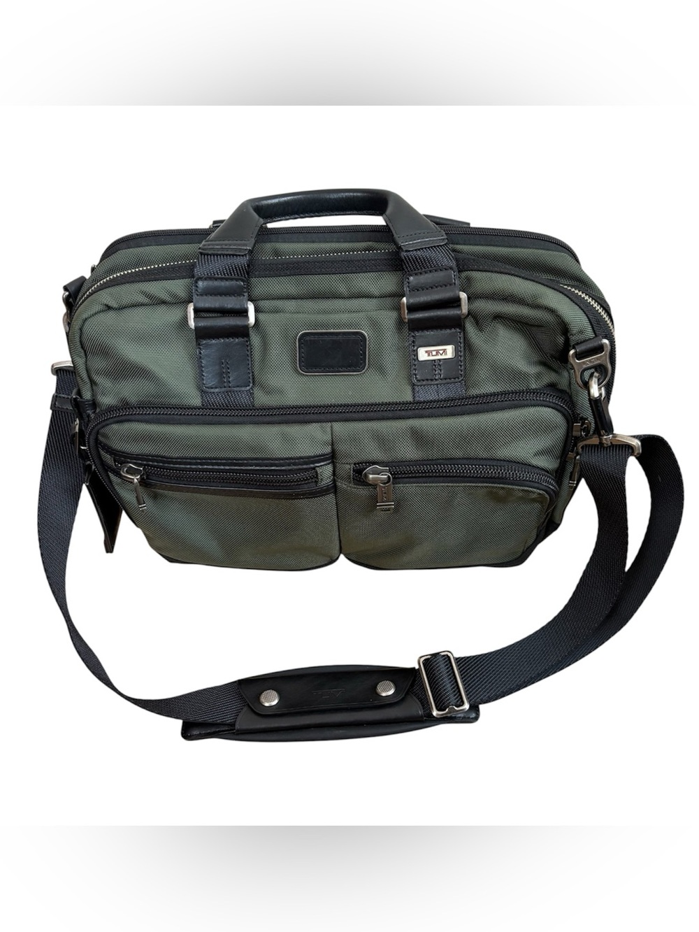 Tumi Alpha Bravo Men's Andersen Slim Commuter Brief Passenger Bag Green/Orange - Picture 5 of 10